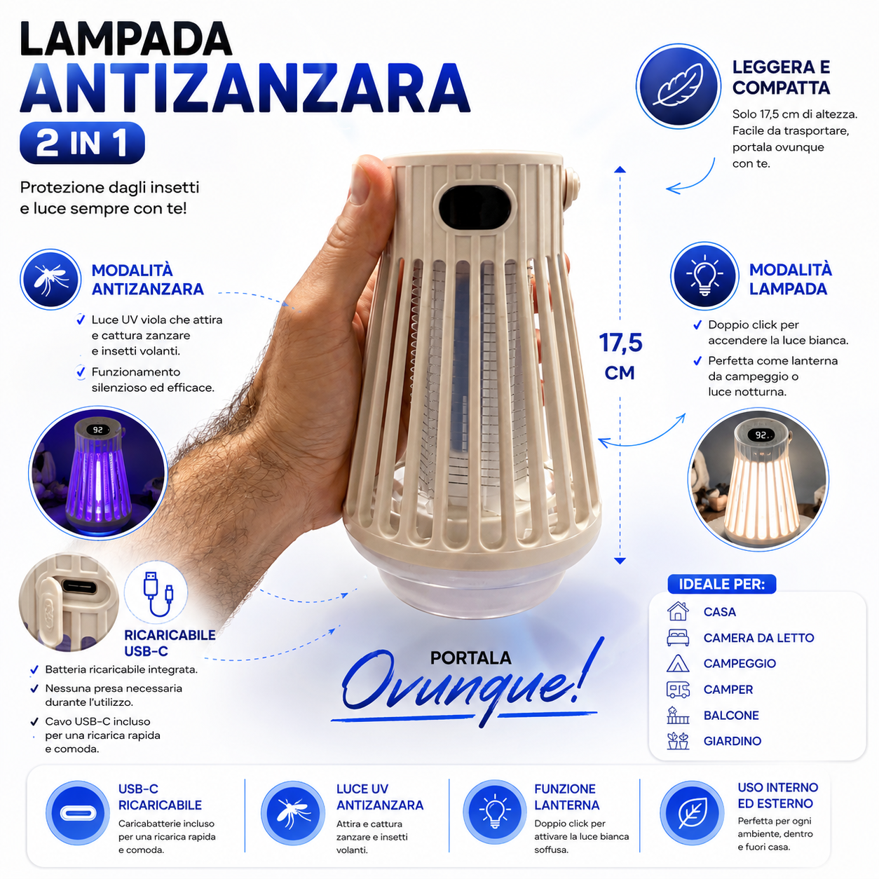LAMPADA ANTIZANZARA ™ - DOPPIA LUCE