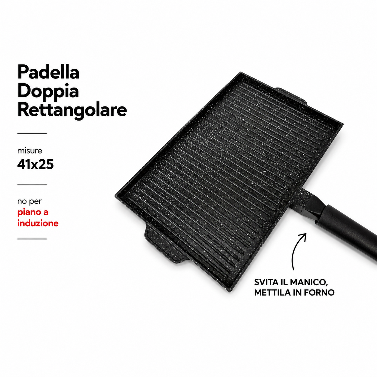 PIASTRA DOUBLE RETTANGOLARE (š« No induzione) 41x25 CM