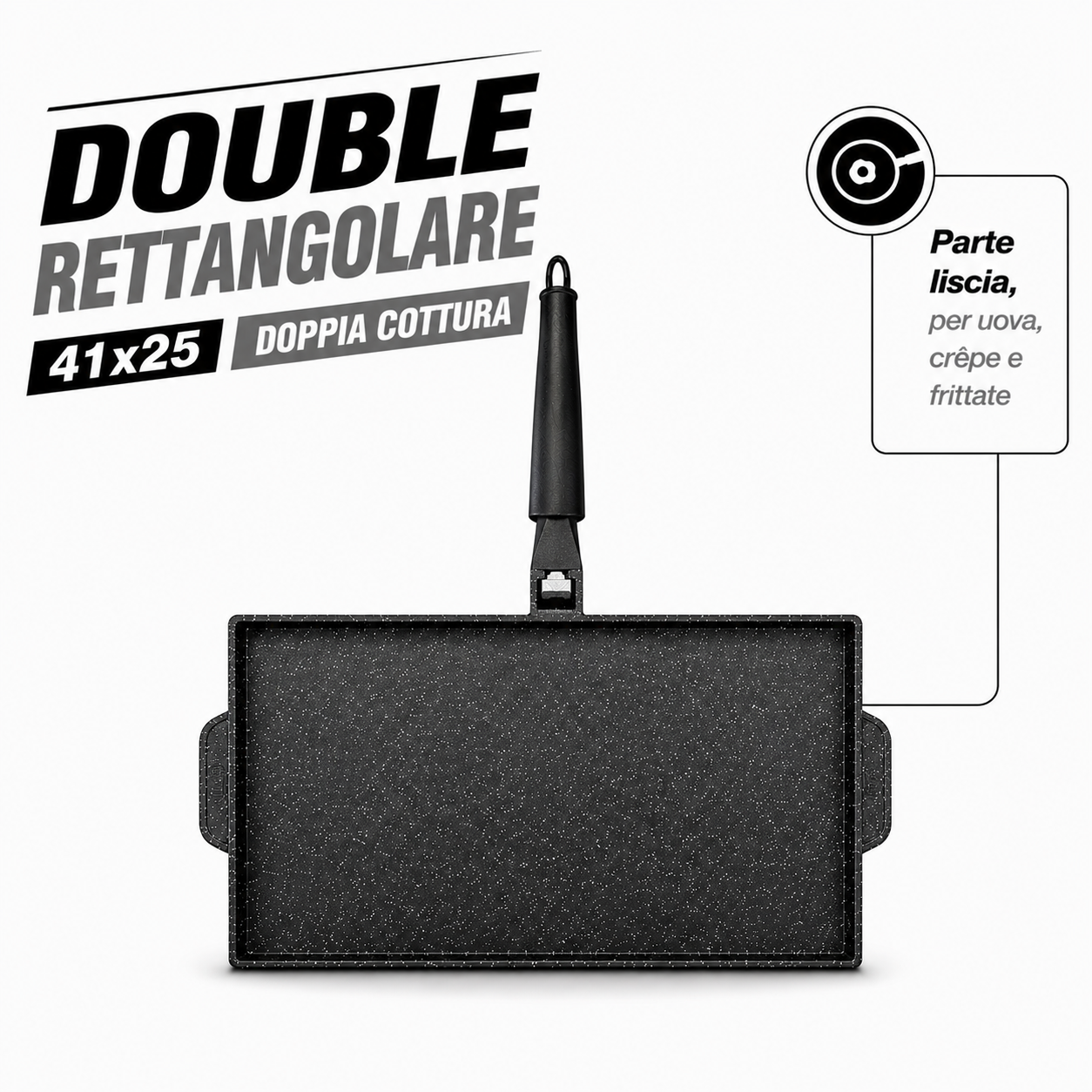 PIASTRA DOUBLE RETTANGOLARE ANTIADERENTE & ANTIGRAFFIO 41x25 CM ©