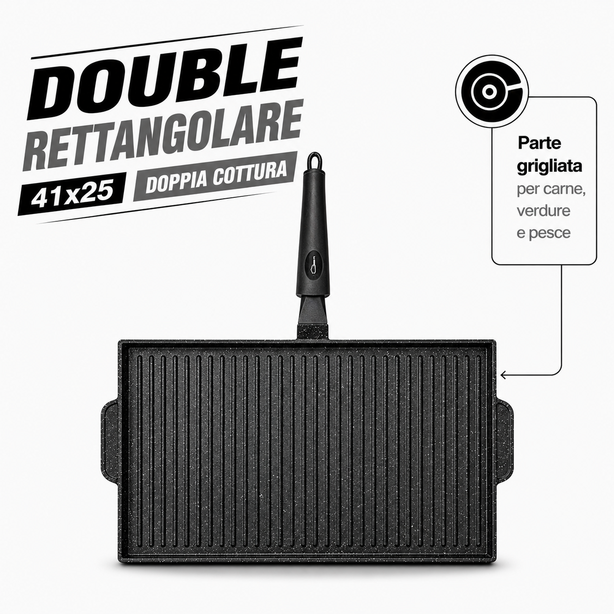 PIASTRA DOUBLE RETTANGOLARE ANTIADERENTE & ANTIGRAFFIO 41x25 CM ©