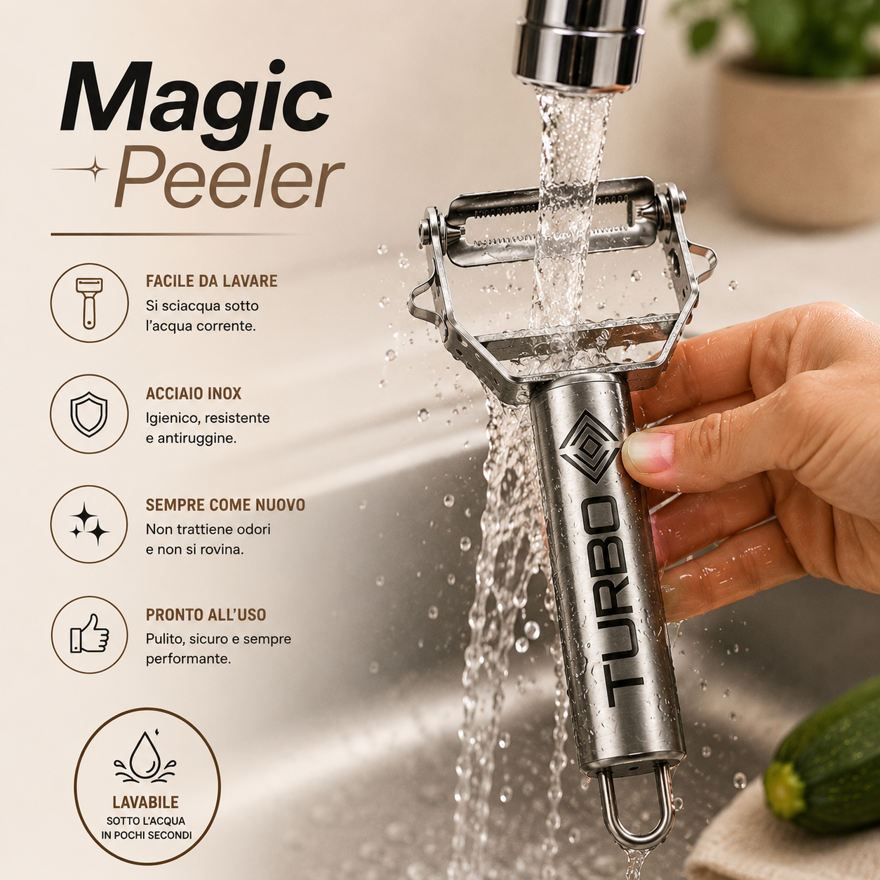 TURBO PEELER ™ - TAGLIAVERDURE INOX