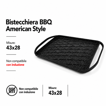 BISTECCHIERA BBQ ( 🚫 No induzione) 43X28CM  © - MADE IN ITALY
