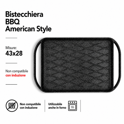 BISTECCHIERA BBQ ( 🚫 No induzione) 43X28CM  © - MADE IN ITALY