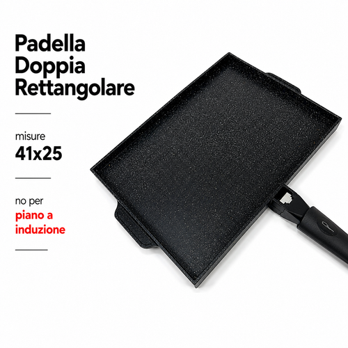 PIASTRA DOUBLE RETTANGOLARE (🚫 No induzione) 41x25 CM