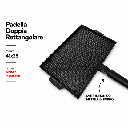 PIASTRA DOUBLE RETTANGOLARE (🚫 No induzione) 41x25 CM