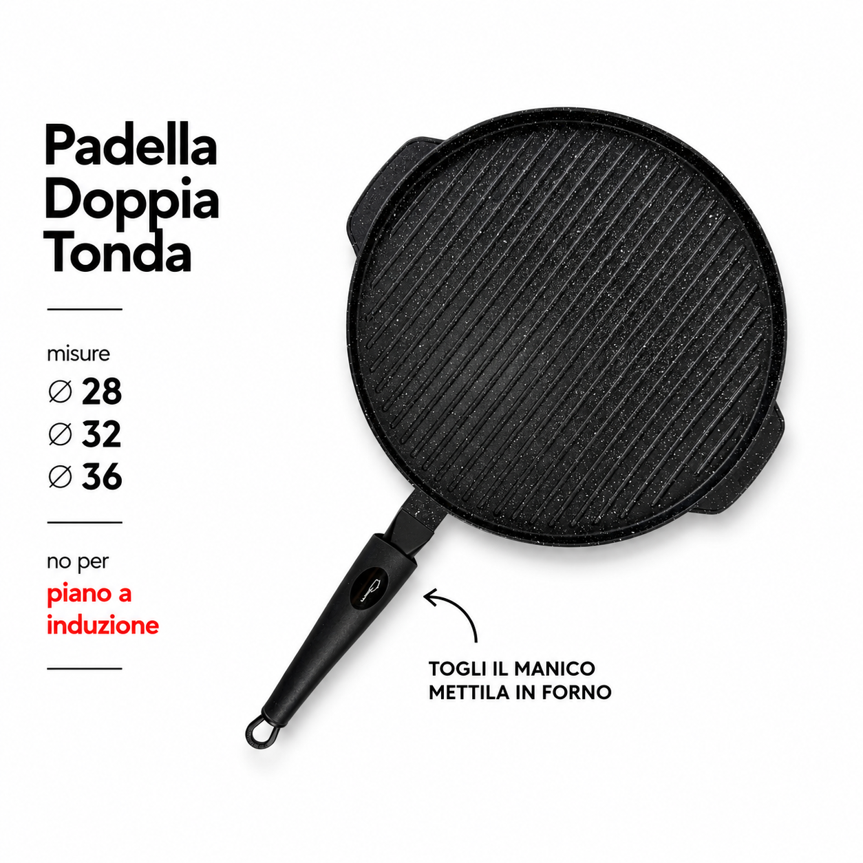 PIASTRA DOUBLE TONDA (🚫 No induzione) - MADE IN ITALY
