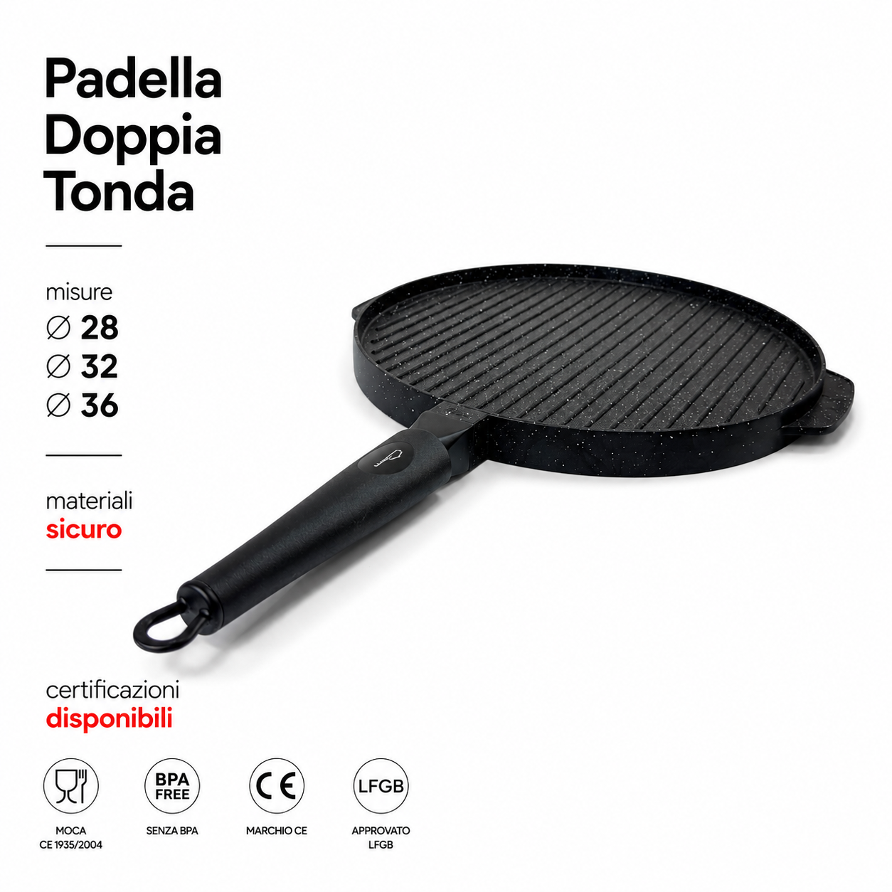 PIASTRA DOUBLE TONDA (🚫 No induzione) - MADE IN ITALY